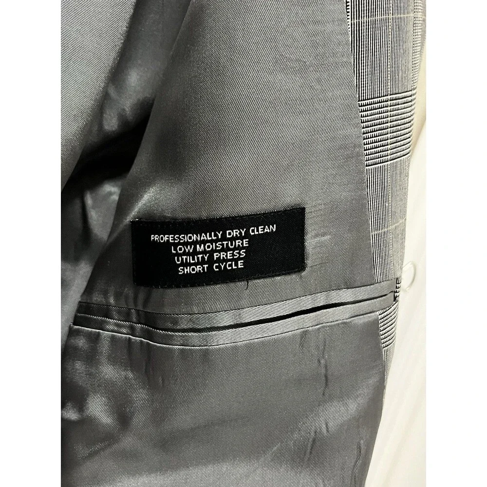 Jos. A Bank Men’s 46L Wool Grey Glen Plaid Blazer Jacket Coat
